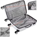 Set 3 trolere si bagaj de mana, M-L-XL, maner telescopic reglabil, roti duble robuste de 360°, blocaj cifru, alb - imagine 5