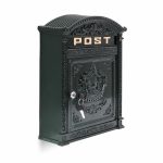 Cutie postala, stil antic, relaxdays, verde inchis, 44.5 x 31 x 9.5 cm