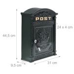Cutie postala, stil antic, relaxdays, verde inchis, 44.5 x 31 x 9.5 cm - imagine 4
