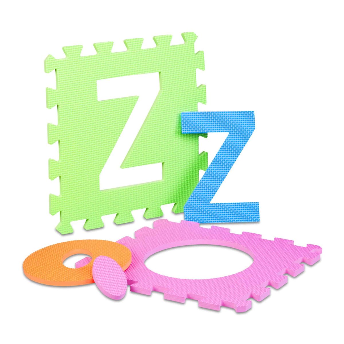 Covoras din spuma EVA Relaxdays, tip puzzle, Multicolor, 86 piese, moale, 179 x 179 cm - imagine 6