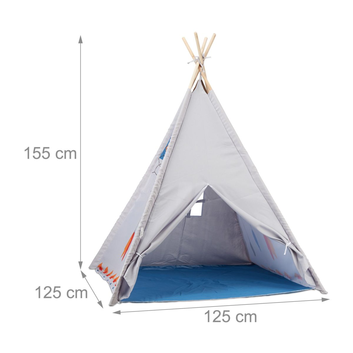 Cort de joaca pentru copii Relaxdays, poliester, alb, 125 x 125 x 155 cm - imagine 3