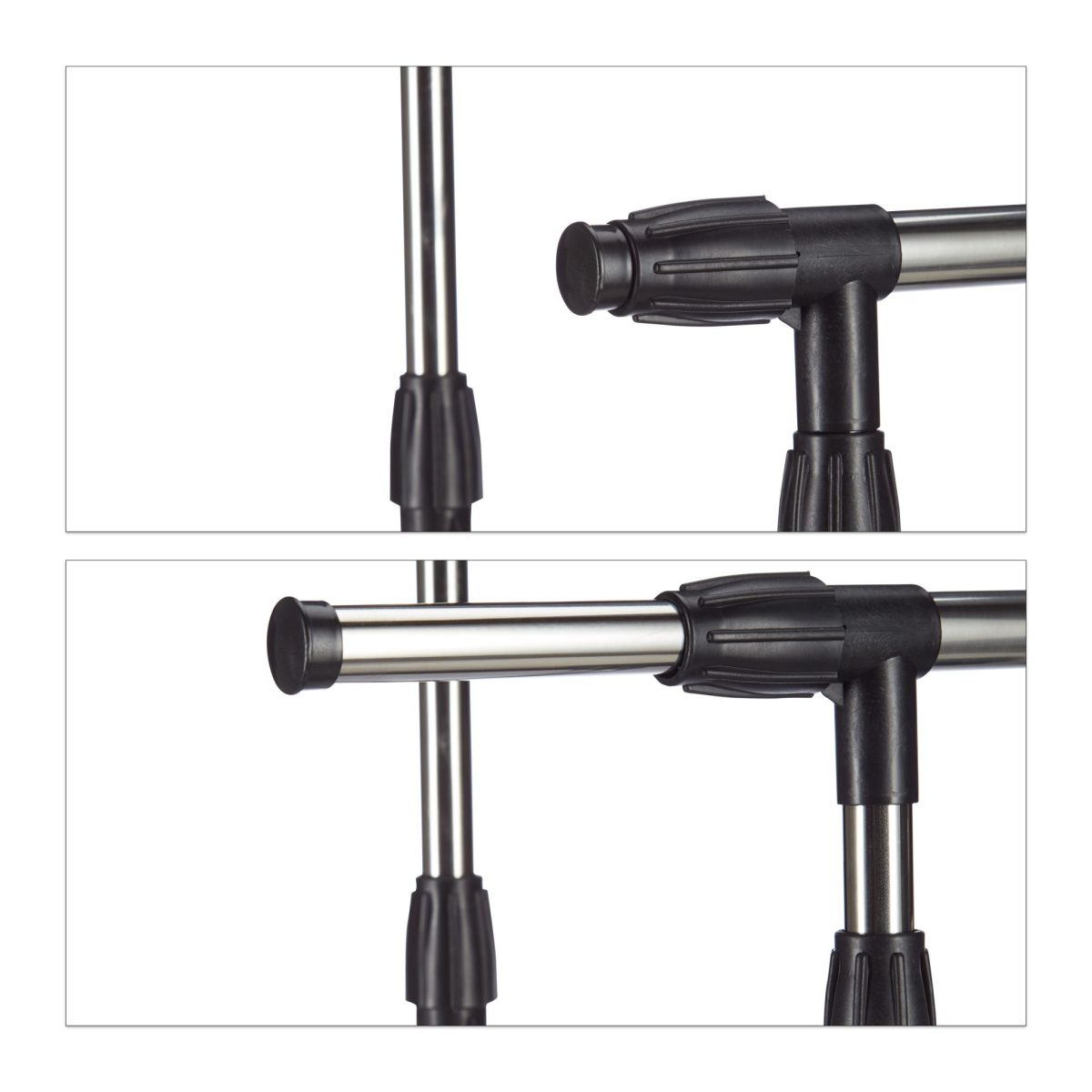 Suport dublu extensibil pentru haine cu un raft pentru incaltaminte, Relaxdays, din metal, 94-162 x 92-150 x 48 cm - imagine 6