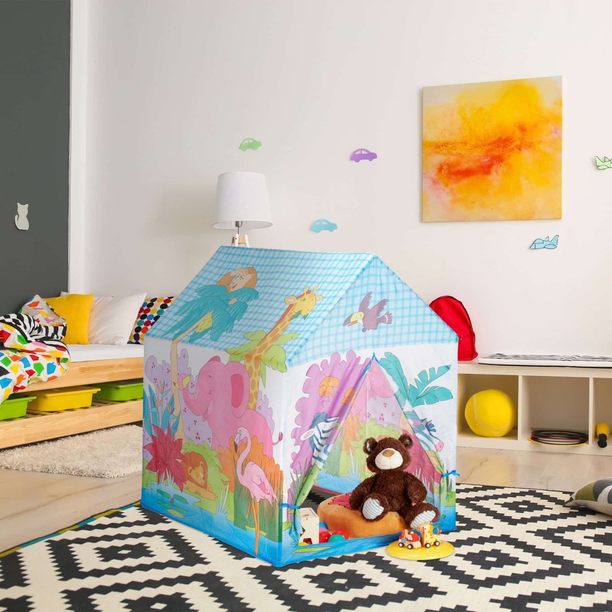 Cort de joaca pentru copii Relaxdays, poliester, multicolor, 95x72x102 cm - imagine 5