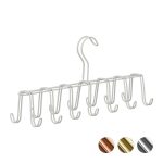 Umeras cu 14 agatatori pentru curele sau cravate, Relaxdays, alb, 17 x 36 x 9.5 cm