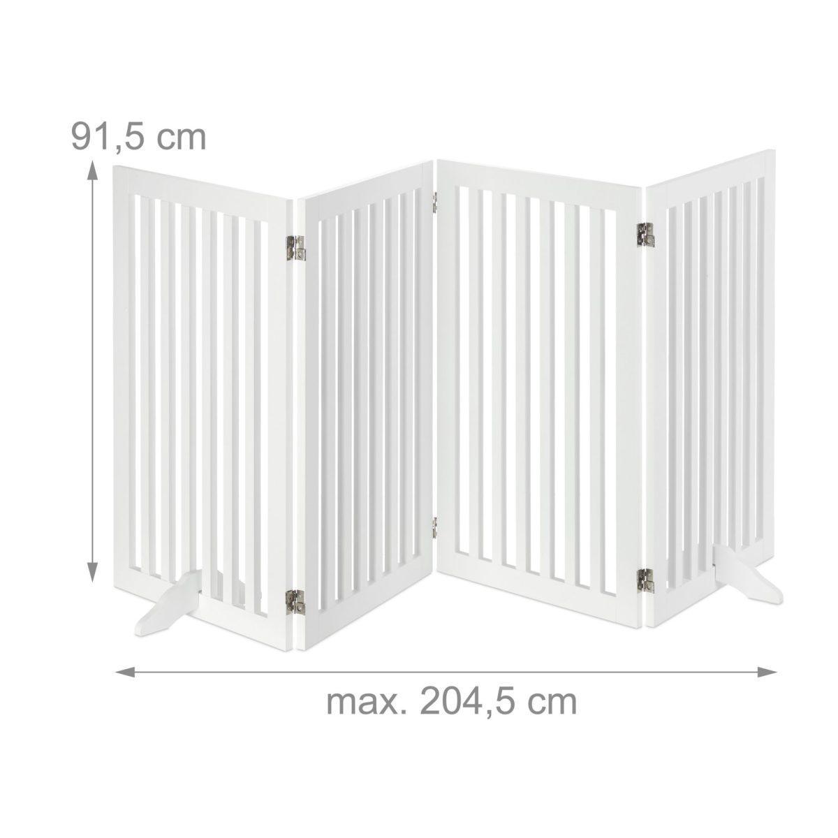 Gard de siguranta pentru copii sau animale de casa, Relaxdays, lungime maxima 204 cm, MDF, alb - imagine 3