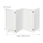 Gard de siguranta pentru copii sau animale de casa, Relaxdays, lungime maxima 204 cm, MDF, alb - imagine 3