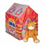 Cort de joaca pentru copii, Relaxdays, Fire Station, poliester, multicolor, 94x71x103 cm