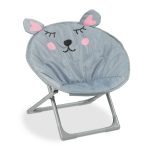 Scaun camping pliabil pentru copii, cu model dragut, gri, 48 x 51 x 48 cm
