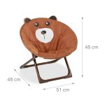 Scaun camping pliabil pentru copii, cu model ursulet, maro, 48 x 51 x 48 cm - imagine 4