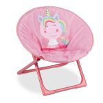 Scaun camping pliabil pentru copii, cu model unicorn, roz, 48 x 51 x 48 cm