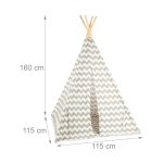 Cort de joaca pentru copii, Relaxdays, din in, alb/gri, 115 x 115 x 160 cm - imagine 4