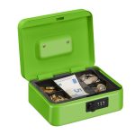 Caseta valori pentru bancnote si monede, Relaxdays, Verde, 8.5 x 20 x 17 cm