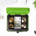Caseta valori pentru bancnote si monede, Relaxdays, Verde, 8.5 x 20 x 17 cm - imagine 2