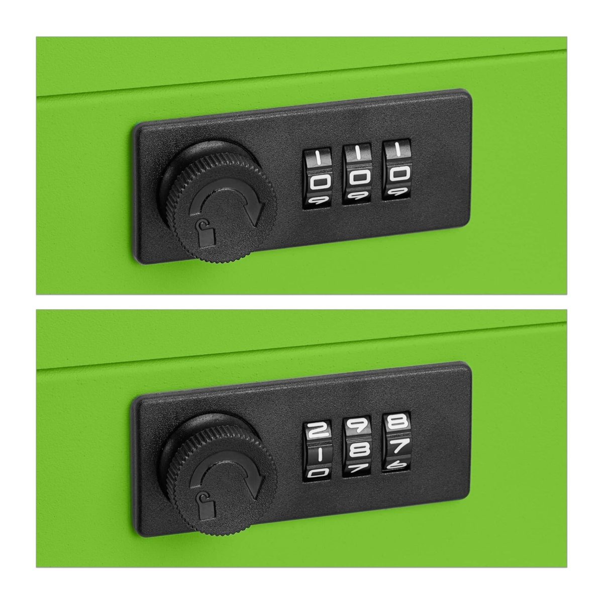 Caseta valori pentru bancnote si monede, Relaxdays, Verde, 8.5 x 20 x 17 cm - imagine 5