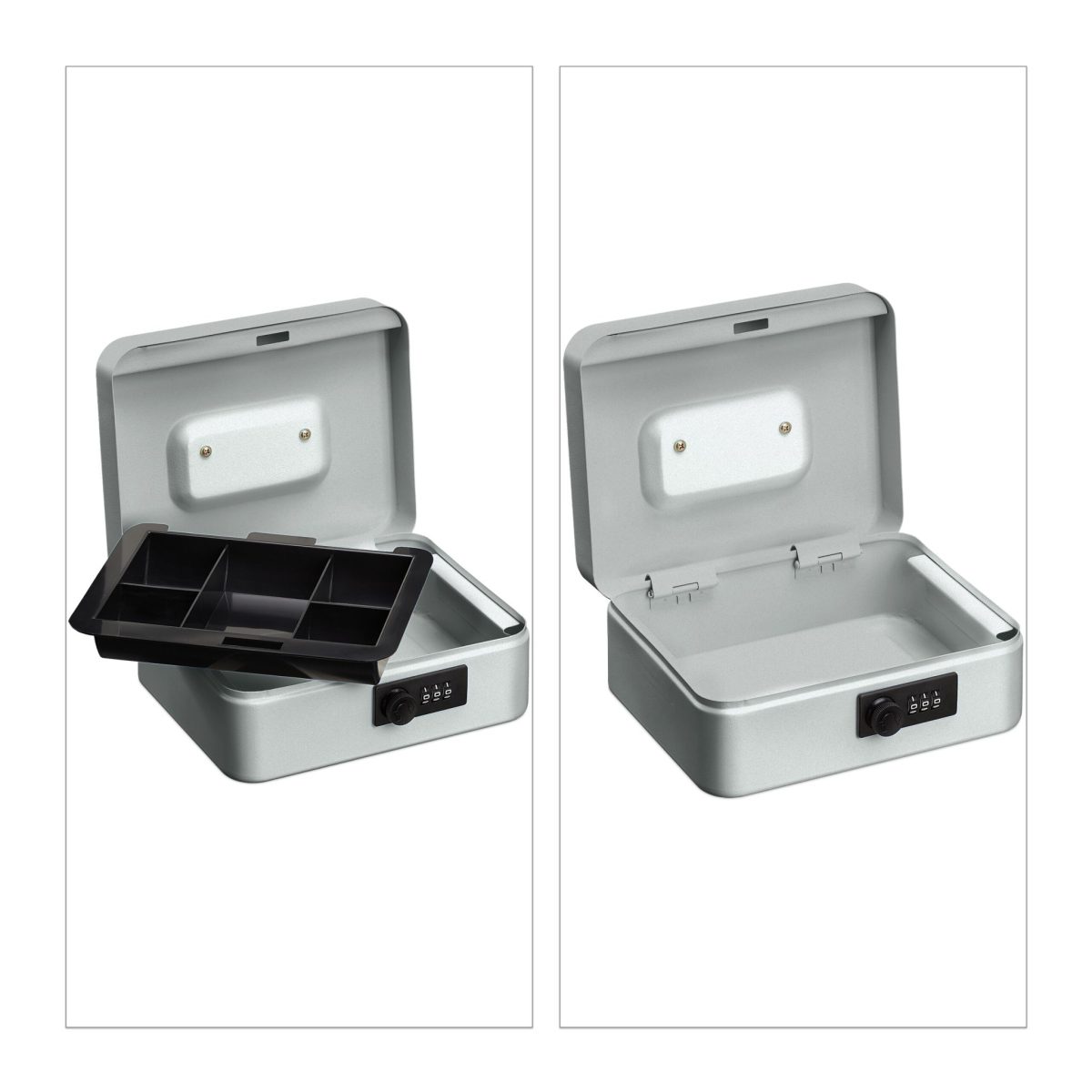 Caseta valori pentru bancnote si monede, Relaxdays, argintiu, 8.5 x 20 x 17 cm - imagine 4