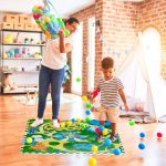Covoras din spuma EVA Relaxdays, tip puzzle, multicolor, cu dinozauri, 9 piese, 90x90 cm - imagine 2