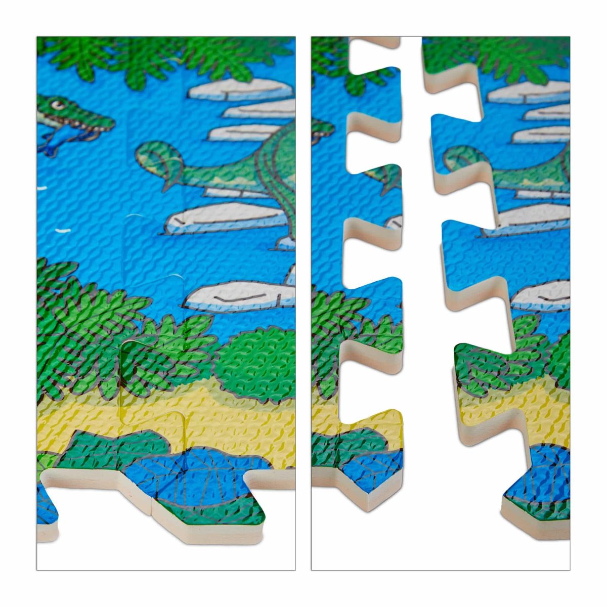 Covoras din spuma EVA Relaxdays, tip puzzle, multicolor, cu dinozauri, 9 piese, 90x90 cm - imagine 5