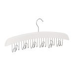 Umeras cu 12 agatatori pentru curele, cravate, esarfe si genti, Relaxdays, alb, 17.5 x 43 x 5.5 cm