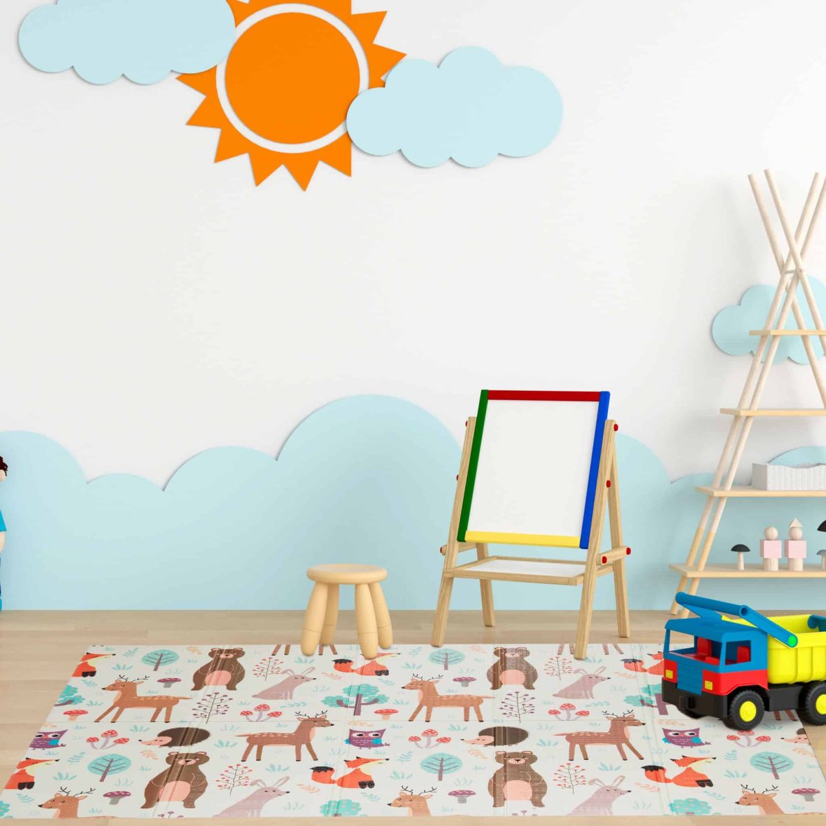 Covoras din spuma XPE Relaxdays, multicolor, cu animalute, 195 x 150 x 1 cm - imagine 2