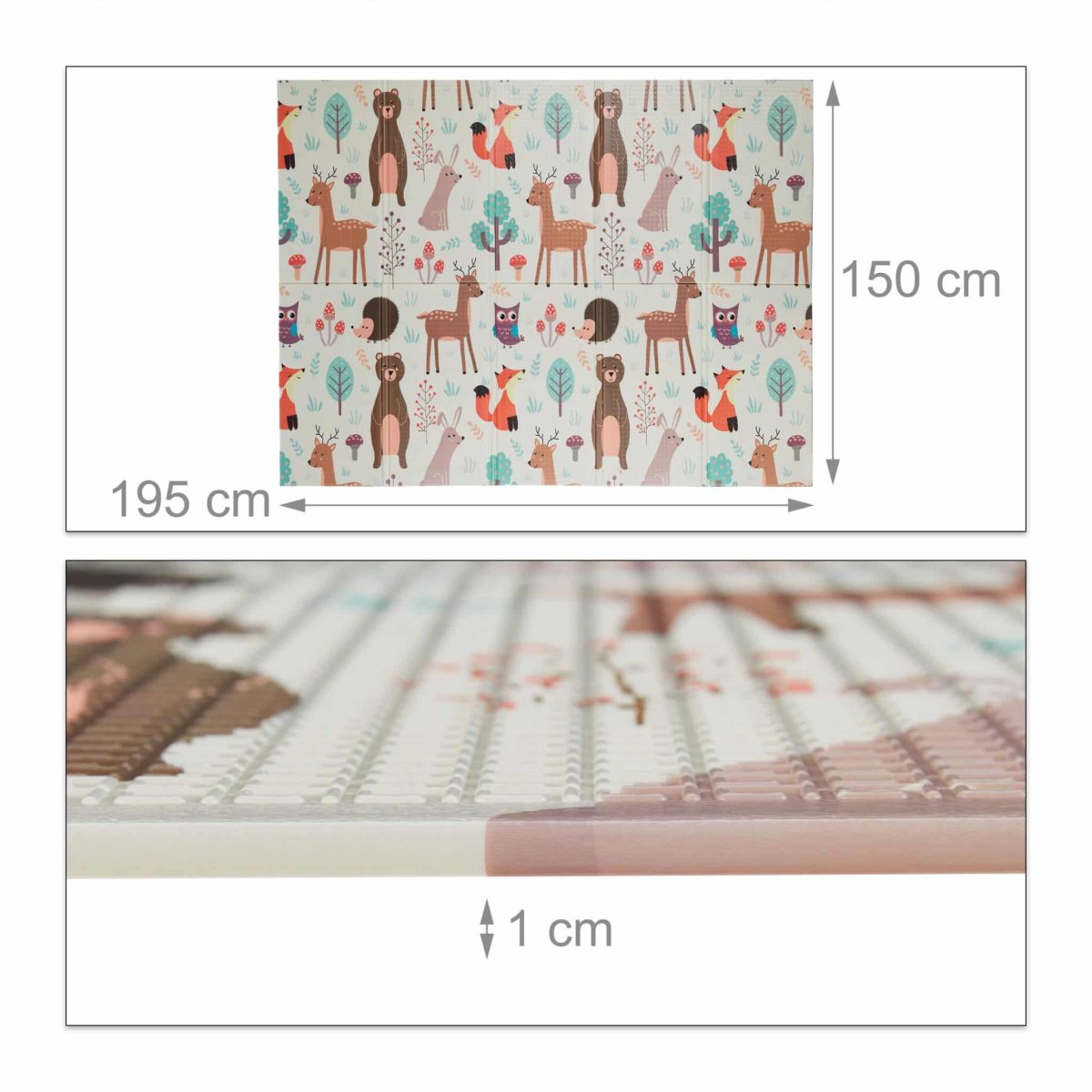 Covoras din spuma XPE Relaxdays, multicolor, cu animalute, 195 x 150 x 1 cm - imagine 4
