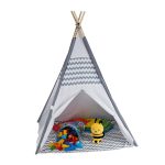 Cort de joaca pentru copii Relaxdays, poliester, gri, poliester, 120 x 120 x 150 cm