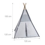 Cort de joaca pentru copii Relaxdays, poliester, gri, poliester, 120 x 120 x 150 cm - imagine 4