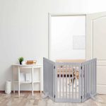 Gard de siguranta pentru copii sau animale de casa, Relaxdays, lungime maxima 154 cm, MDF, gri - imagine 2