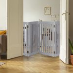 Gard de siguranta pentru copii sau animale de casa, Relaxdays, lungime maxima 206 cm, MDF, gri - imagine 2