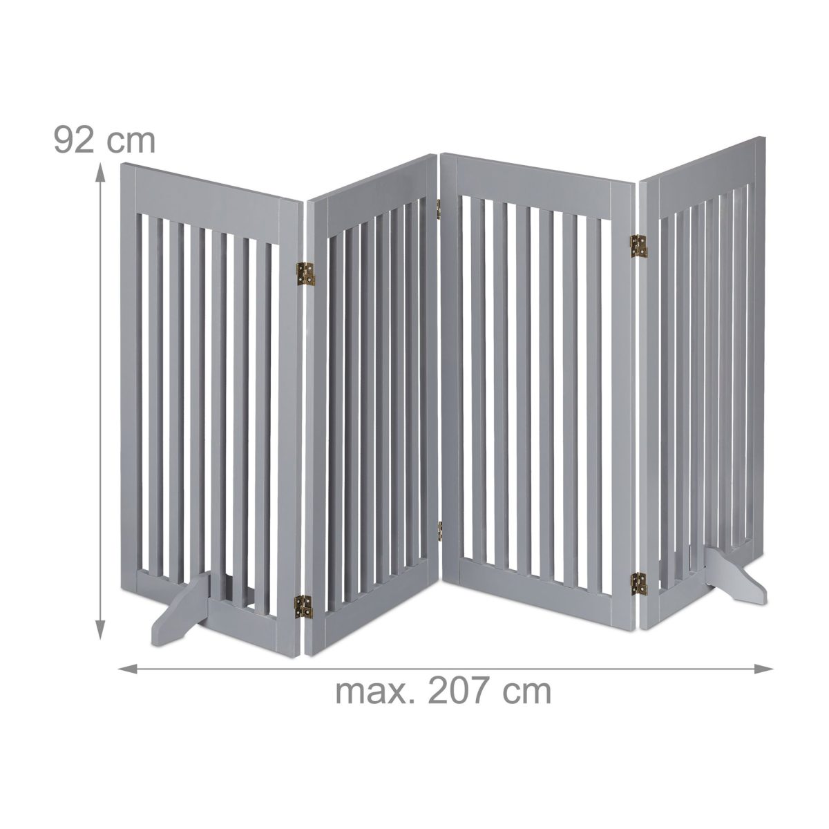 Gard de siguranta pentru copii sau animale de casa, Relaxdays, lungime maxima 206 cm, MDF, gri - imagine 5