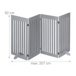 Gard de siguranta pentru copii sau animale de casa, Relaxdays, lungime maxima 206 cm, MDF, gri - imagine 5
