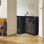 Gard de siguranta pentru copii sau animale de casa, Relaxdays, lungime maxima 206 cm, MDF, negru - imagine 2