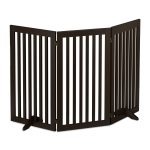 Gard de siguranta pentru copii sau animale de casa, Relaxdays, H 92 cm, lungime maxima 154 cm, MDF, maro