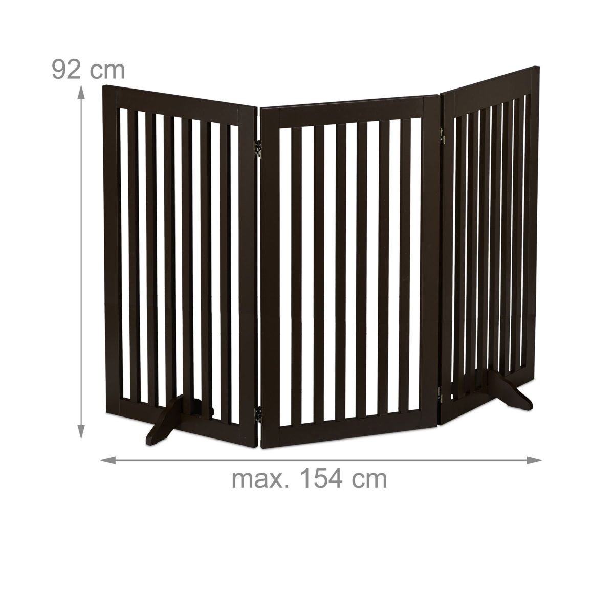 Gard de siguranta pentru copii sau animale de casa, Relaxdays, H 92 cm, lungime maxima 154 cm, MDF, maro - imagine 4