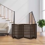 Gard de siguranta pentru copii sau animale de casa, Relaxdays, H 92 cm, lungime maxima 205 cm, MDF, maro - imagine 2