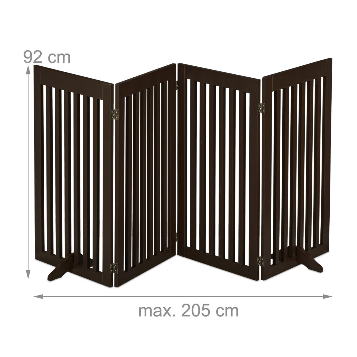 Gard de siguranta pentru copii sau animale de casa, Relaxdays, H 92 cm, lungime maxima 205 cm, MDF, maro - imagine 4