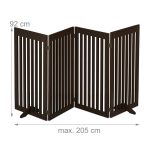 Gard de siguranta pentru copii sau animale de casa, Relaxdays, H 92 cm, lungime maxima 205 cm, MDF, maro - imagine 4
