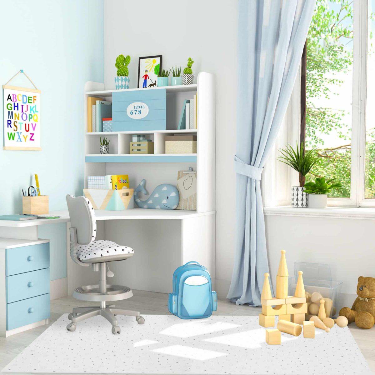 Covoras din spuma EVA Relaxdays, gri, cu stelute, 100 x 196 cm - imagine 2