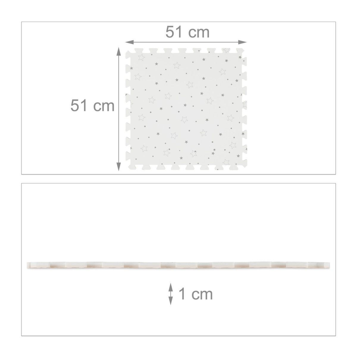 Covoras din spuma EVA Relaxdays, gri, cu stelute, 100 x 196 cm - imagine 4