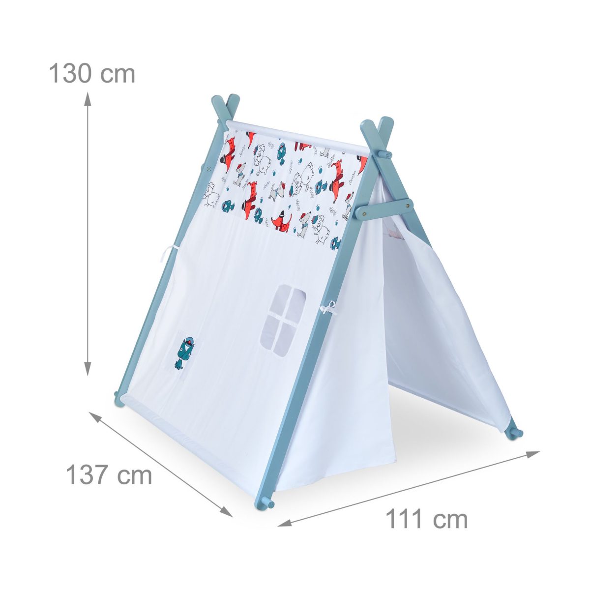 Cort de joaca pentru copii Relaxdays, multicolor, bumbac, 137 x 111 x 130 cm - imagine 4