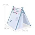 Cort de joaca pentru copii Relaxdays, multicolor, bumbac, 137 x 111 x 130 cm - imagine 4