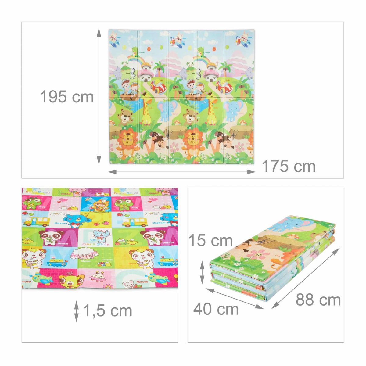 Covoras din spuma XPE Relaxdays, multicolor, moale, 195 x 175 x 1.5 cm - imagine 4