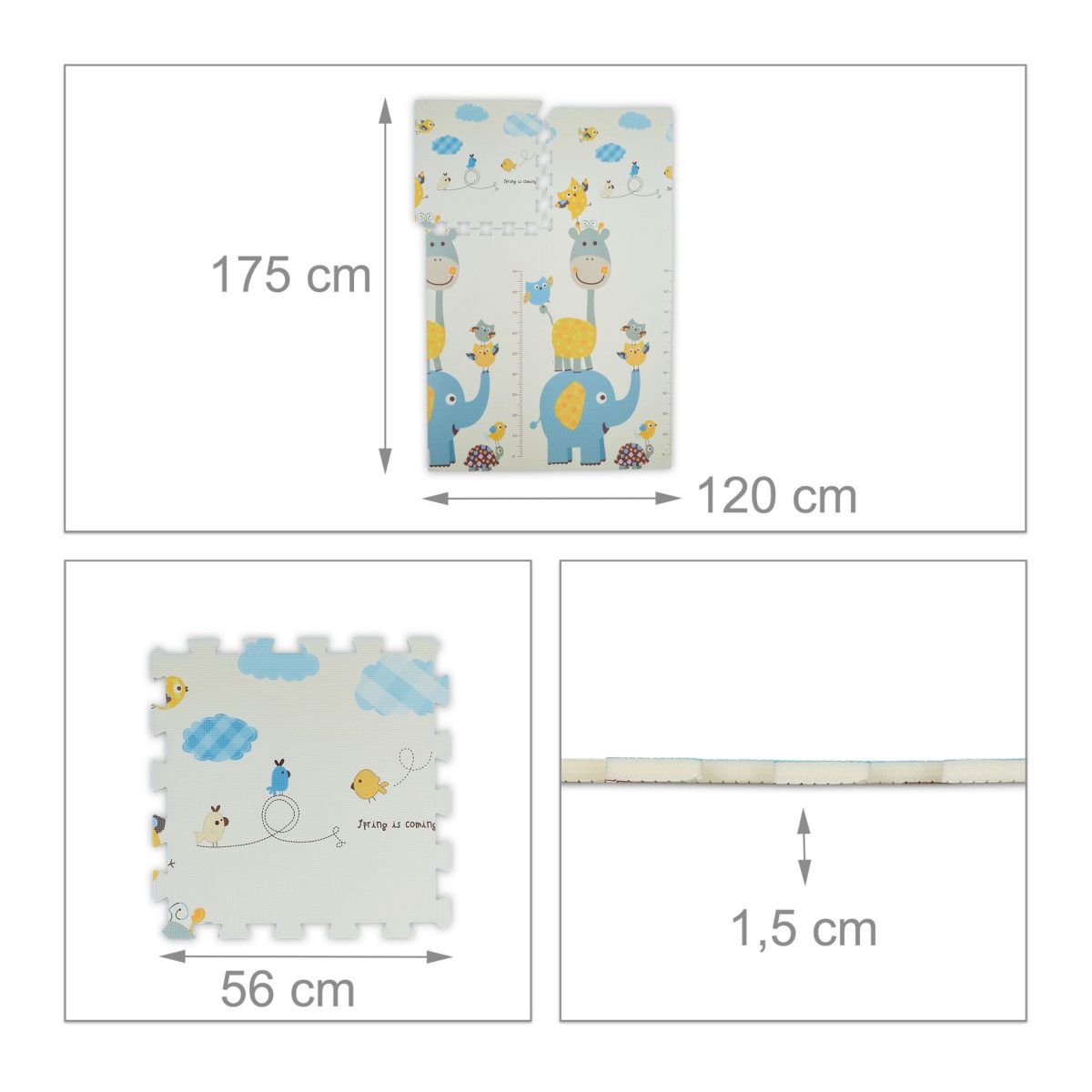 Covoras din spuma XPE Relaxdays, multicolor, moale, 175x120 cm - imagine 3