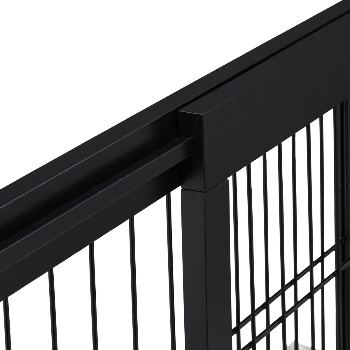 Gard de siguranta pentru copii sau animale de casa, Relaxdays, H 56 cm, lungime maxima 108 cm, lemn de pin si otel, negru - imagine 6