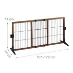 Gard de siguranta pentru copii sau animale de casa, Relaxdays, H 71 cm, lungime maxima 172 cm, lemn de pin si otel, maro/negru - imagine 3