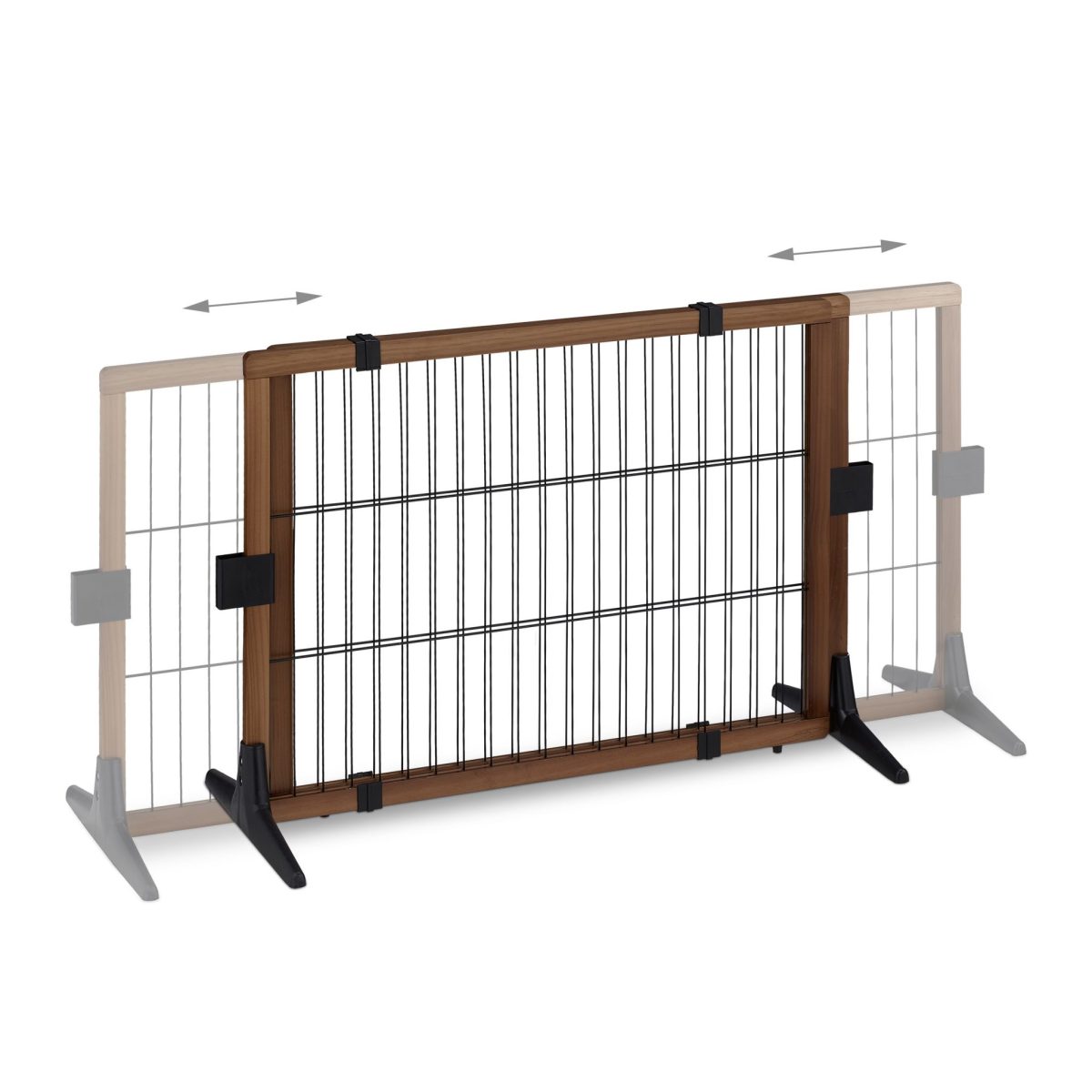 Gard de siguranta pentru copii sau animale de casa, Relaxdays, H 71 cm, lungime maxima 172 cm, lemn de pin si otel, maro/negru - imagine 5