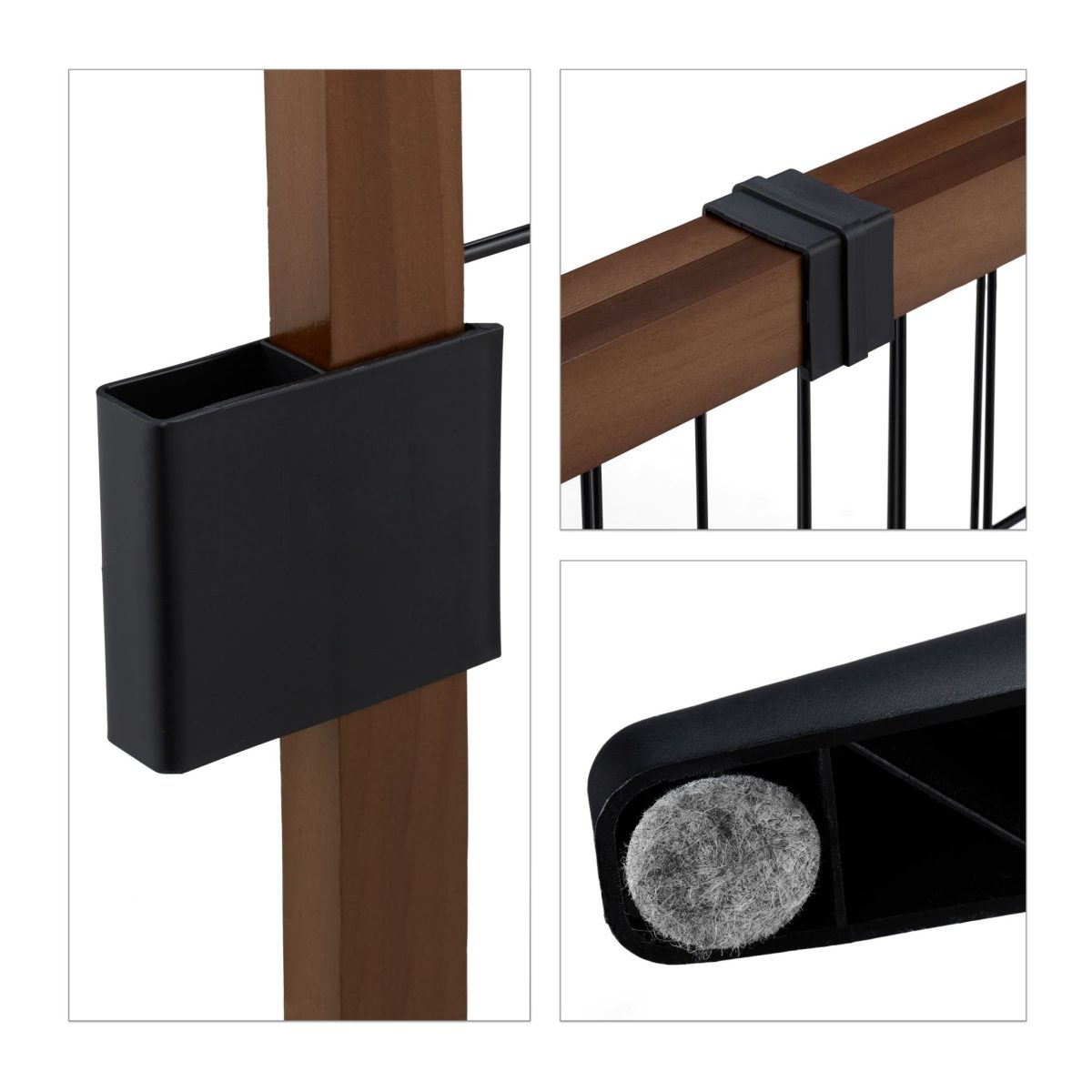 Gard de siguranta pentru copii sau animale de casa, Relaxdays, H 71 cm, lungime maxima 172 cm, lemn de pin si otel, maro/negru - imagine 6