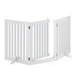 Poarta de siguranta pentru copii sau animale de casa, Relaxdays, H 70 cm, lungime maxima 154 cm, MDF, alb