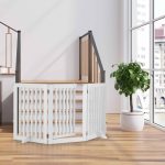 Poarta de siguranta pentru copii sau animale de casa, Relaxdays, H 70 cm, lungime maxima 154 cm, MDF, alb - imagine 2