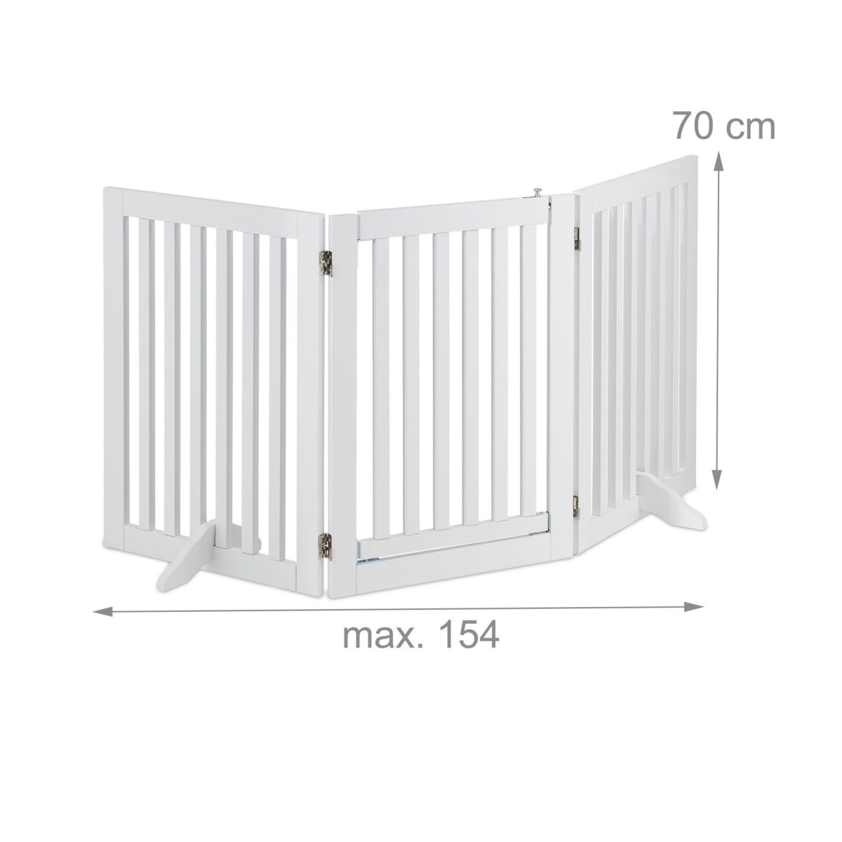 Poarta de siguranta pentru copii sau animale de casa, Relaxdays, H 70 cm, lungime maxima 154 cm, MDF, alb - imagine 4