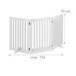 Poarta de siguranta pentru copii sau animale de casa, Relaxdays, H 70 cm, lungime maxima 154 cm, MDF, alb - imagine 4